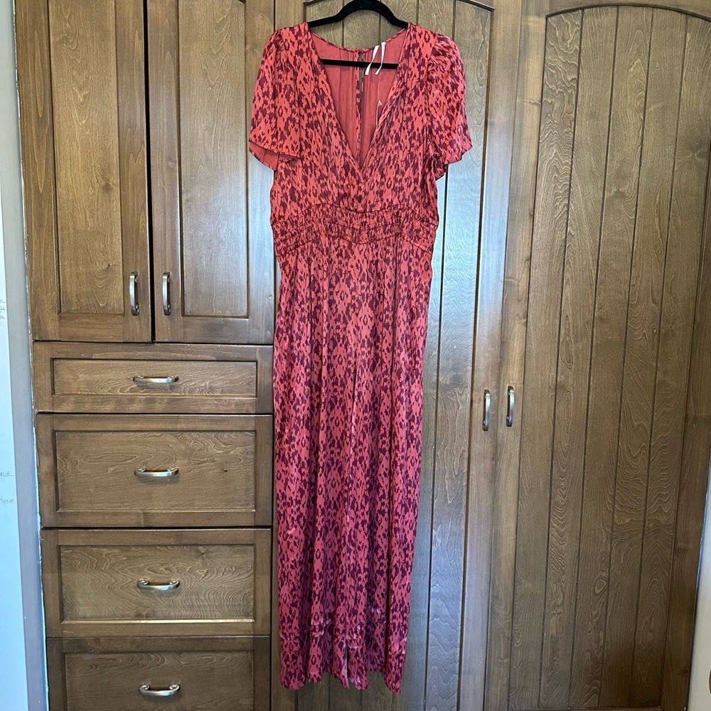 Anthropologie Red Jumpsuit